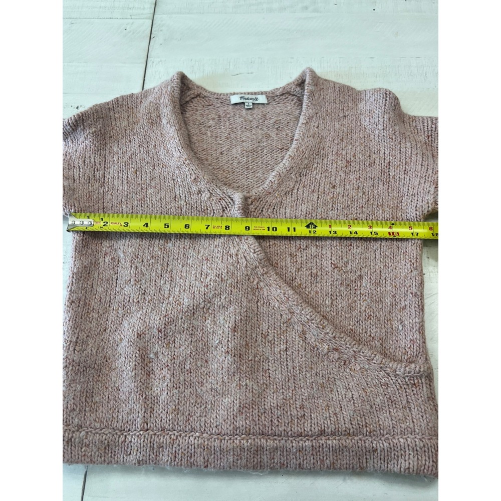 Madewell Beresford Wrap Front Pullover Sweater Marled Wisteria Wool Blend S - Picture 4 of 8
